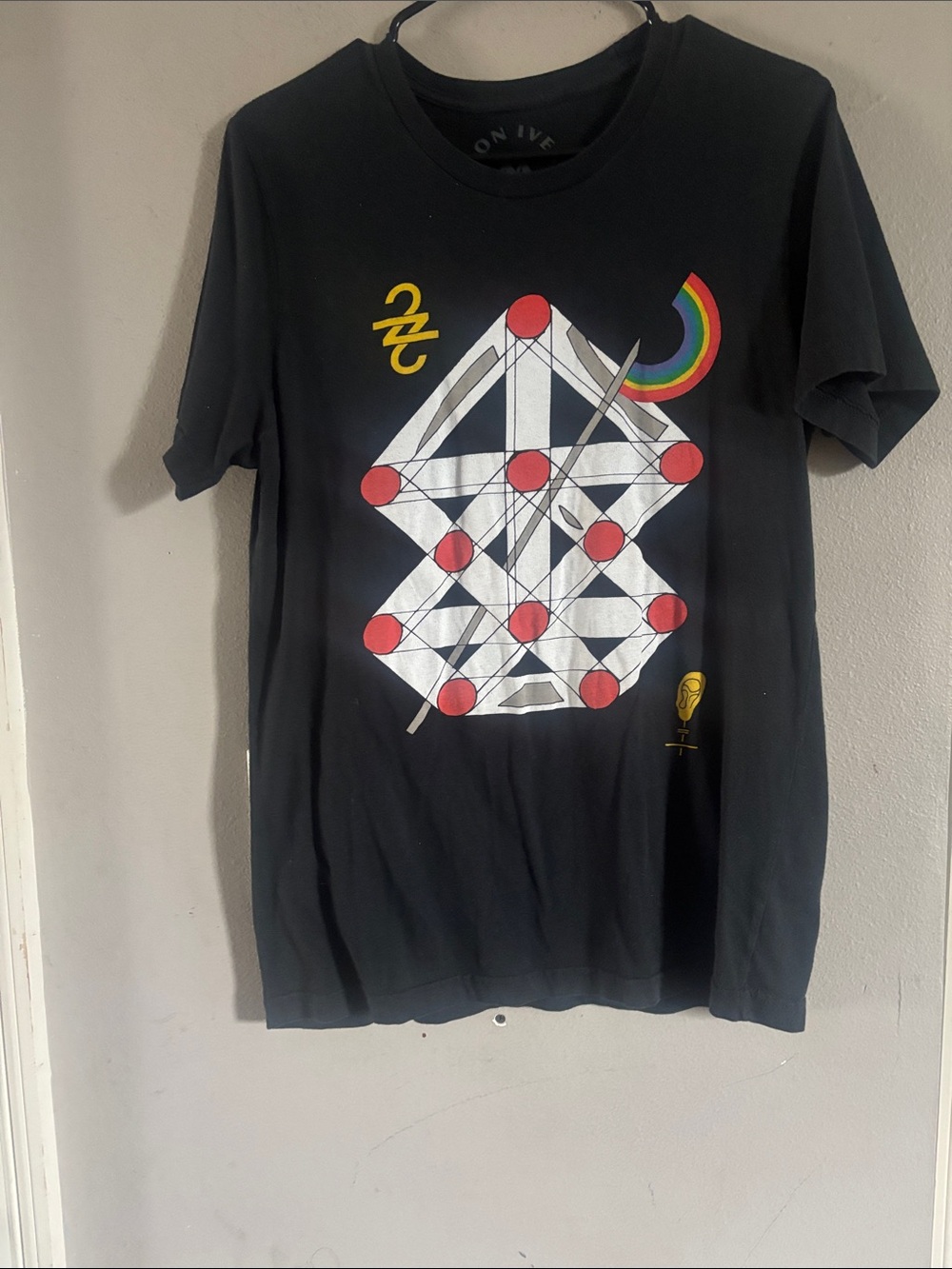 Black Graphic Short Sleeve Tee with Multicolor Print